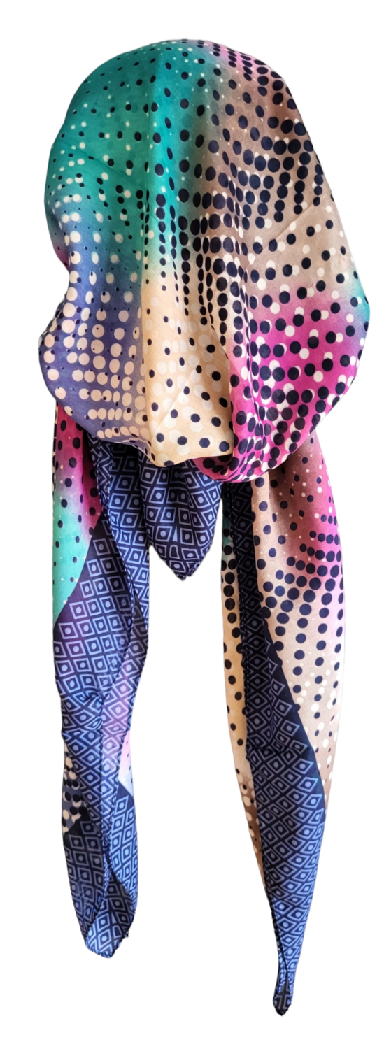 Navy n' more Turkish Tichel w/band sewn in