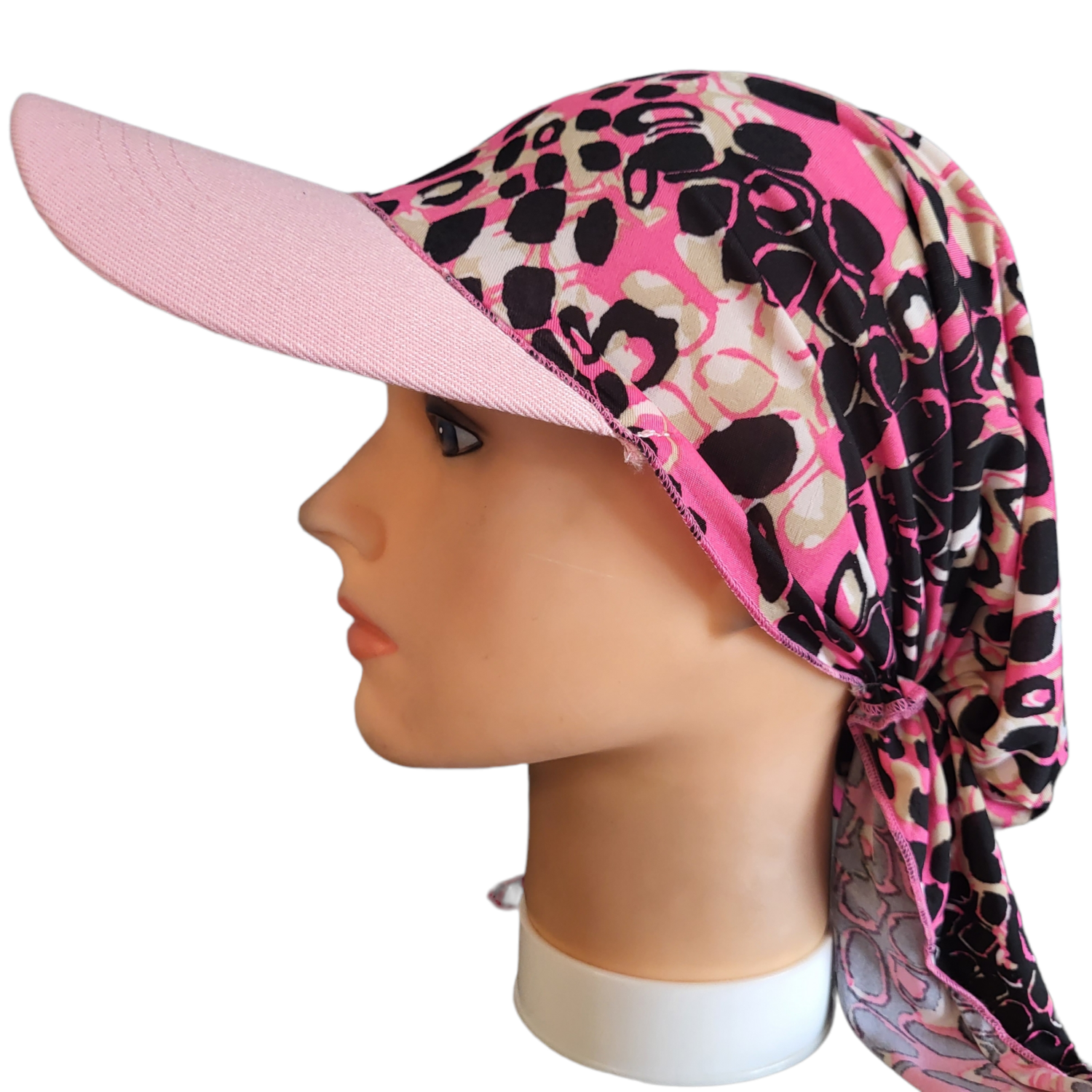 Medium/long tailed pretied w/peak cap, CHOOSE: pink/black - pink peak