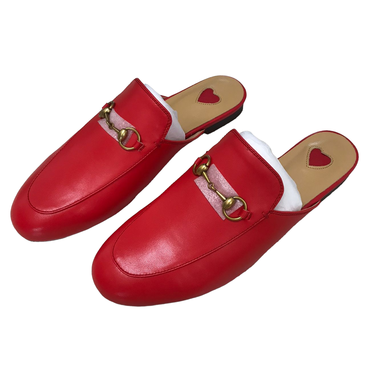 Red HOT leather mules
