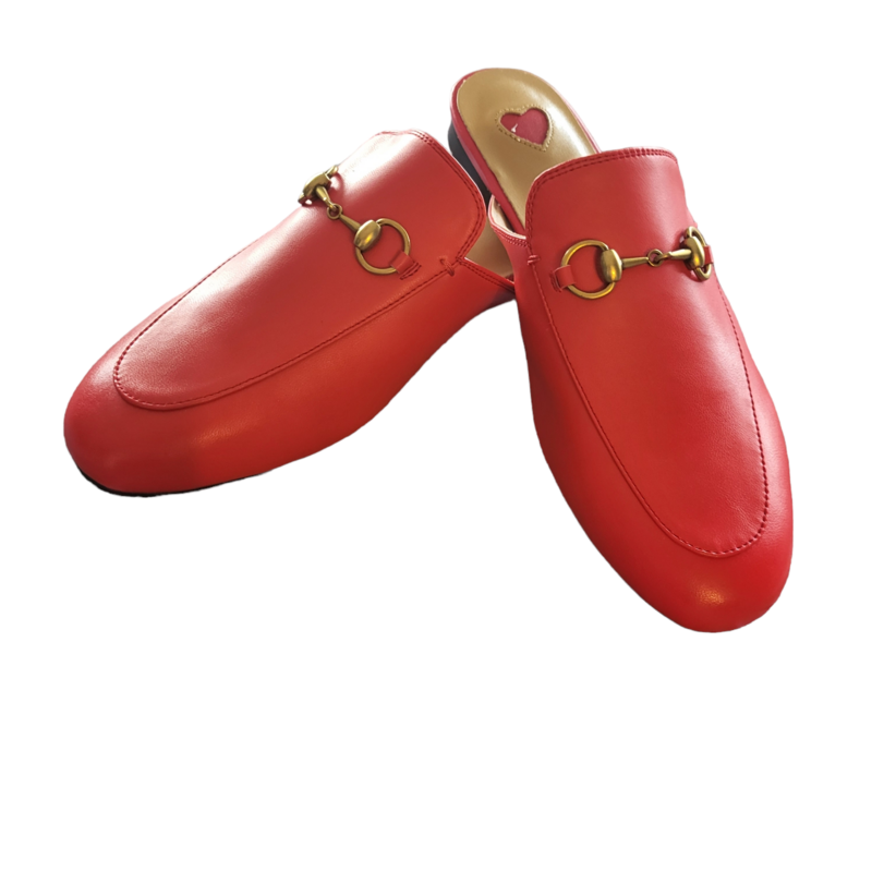 Red HOT leather mules