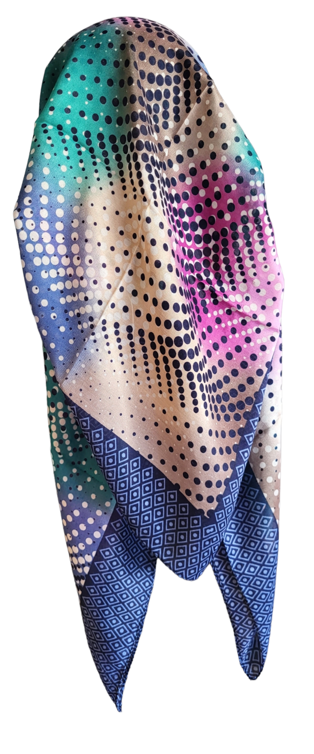 Navy long back pre-tied kerchief w/band sewn in  -Turkish thin material