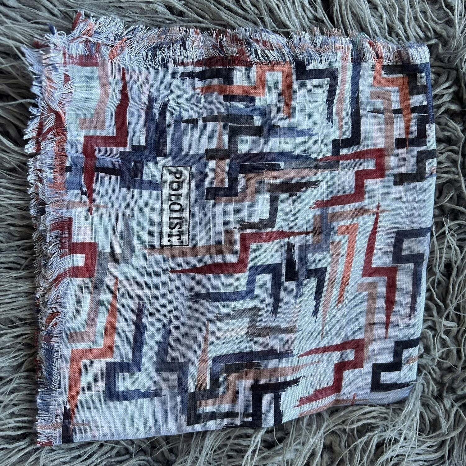 Light blue - intersecting lines soft fringes tichel