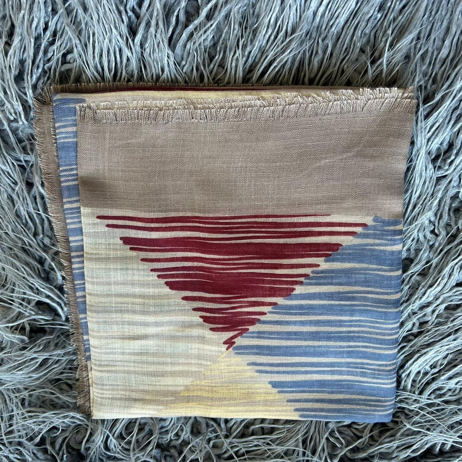 Tan - stripey patten soft fringes tichel