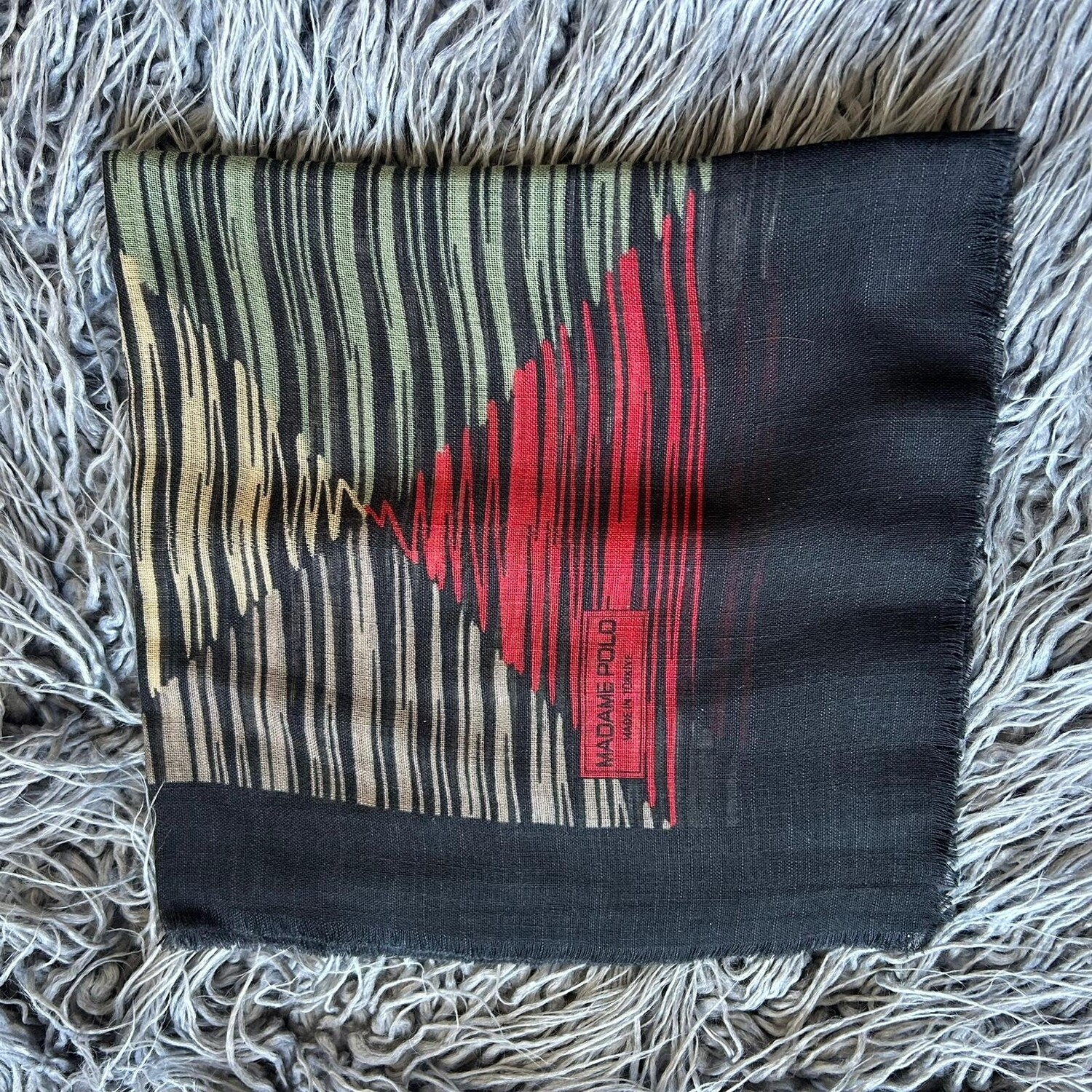 Black - stripey patten soft fringes tichel