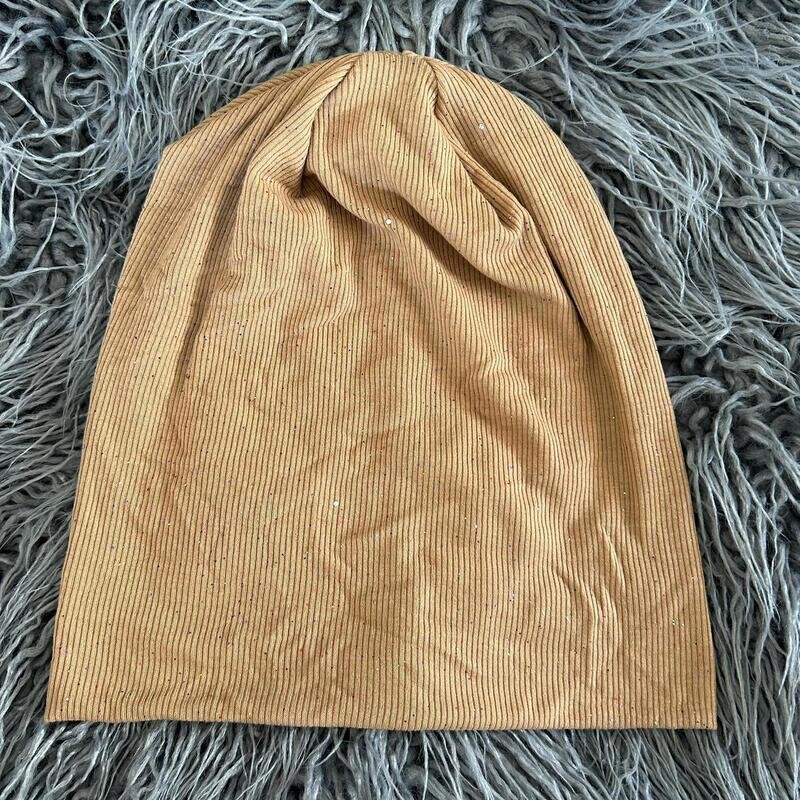 Tan glittery soft beanie