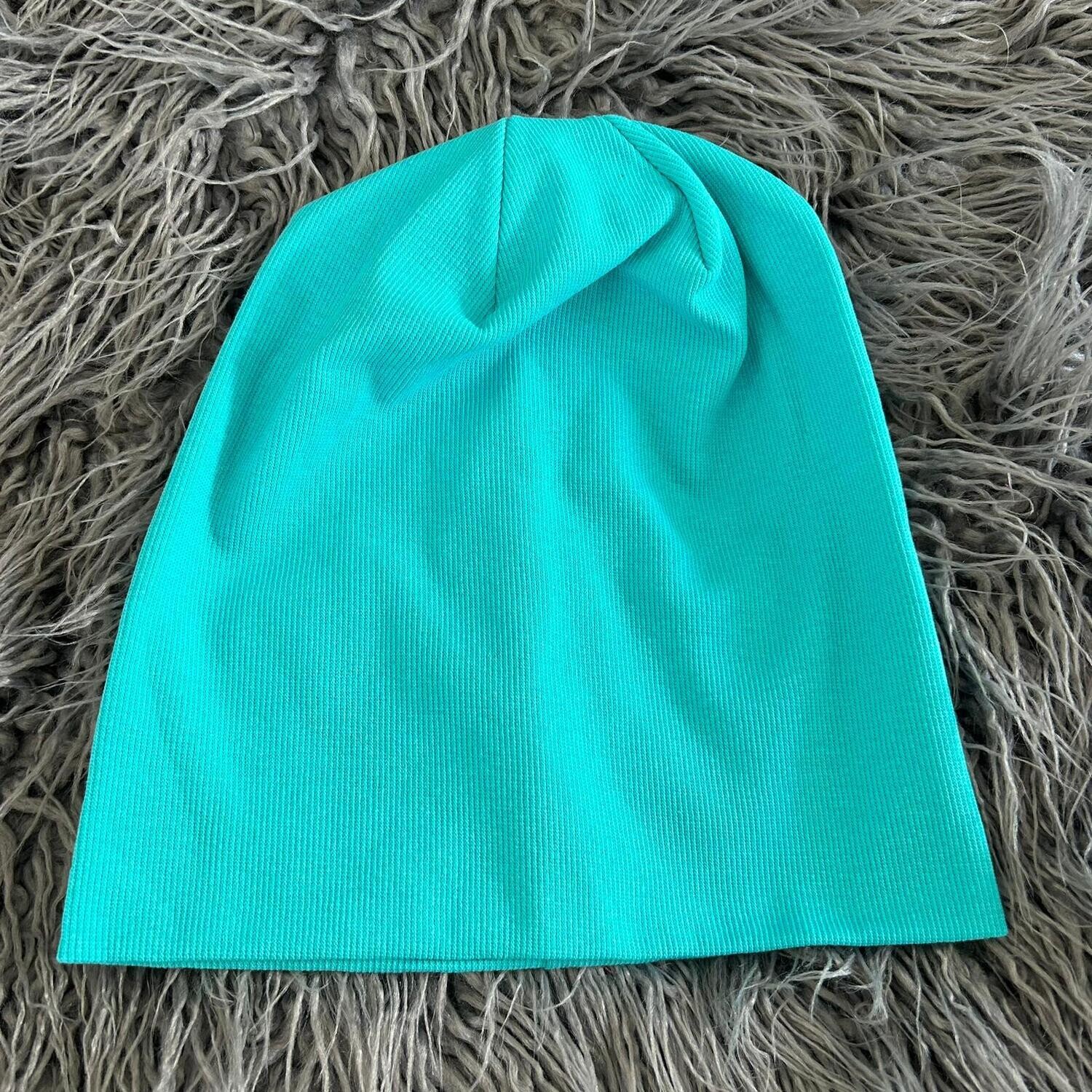 Aqua fine ribbed beanie
