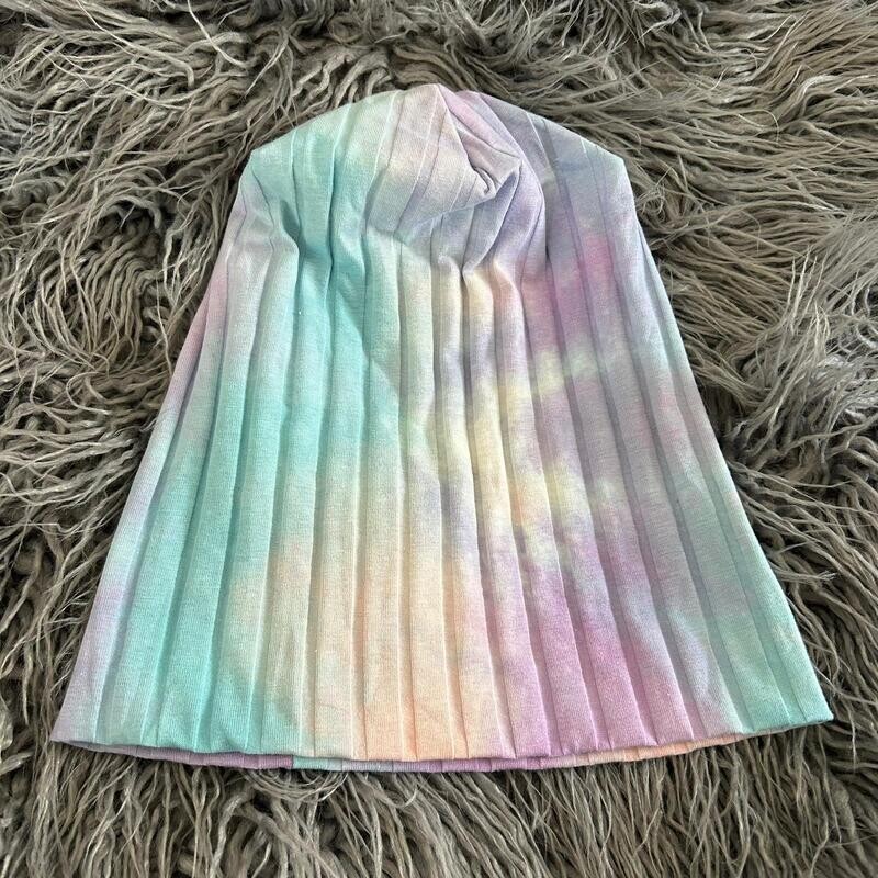Multi colored tie dyed wide ribbed beanie