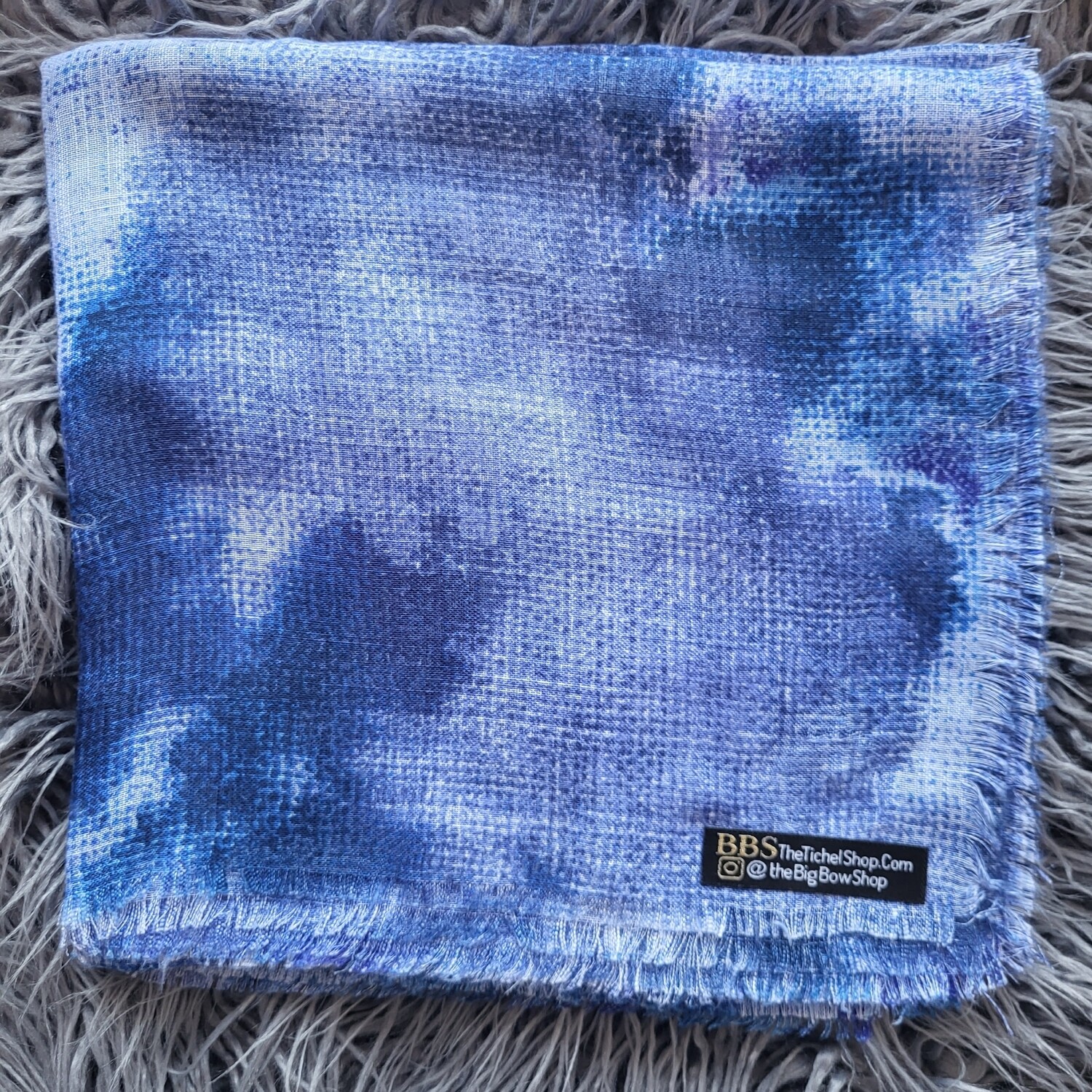 Shades of denim tie dyed fringed tichel