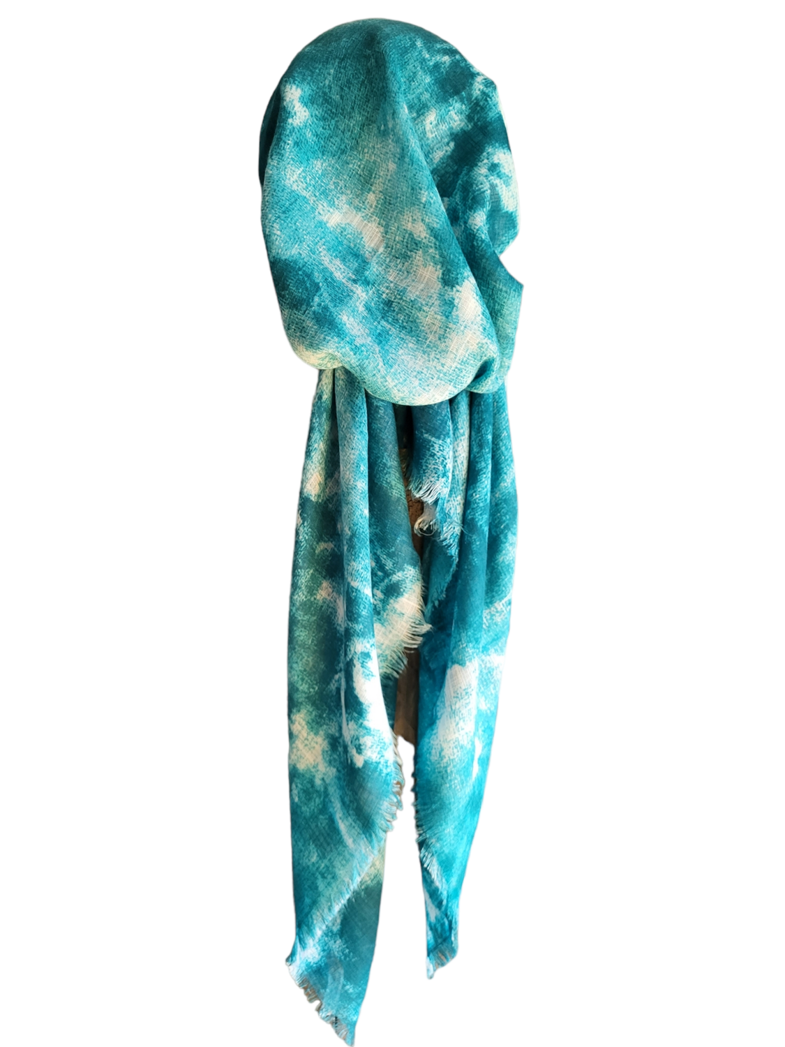 Sea green tie dyed - soft fringes pretied tichel