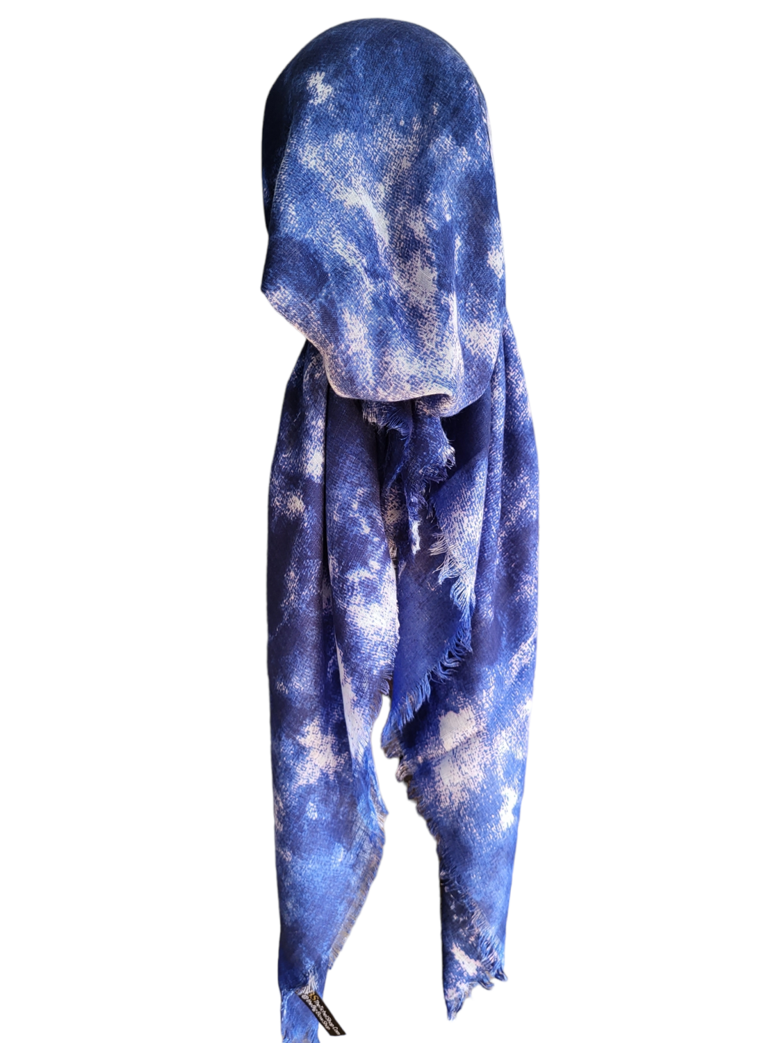 Blue/ light lavender tie dyed - soft fringes pretied tichel