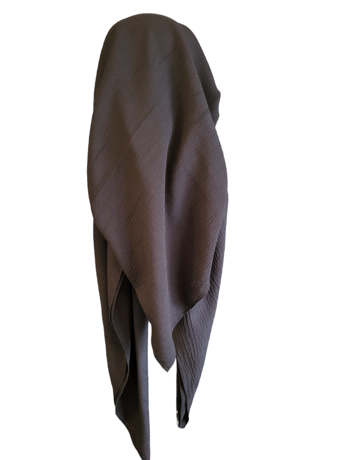 Solid black textured long back pre-tied kerchief w/band sewn in