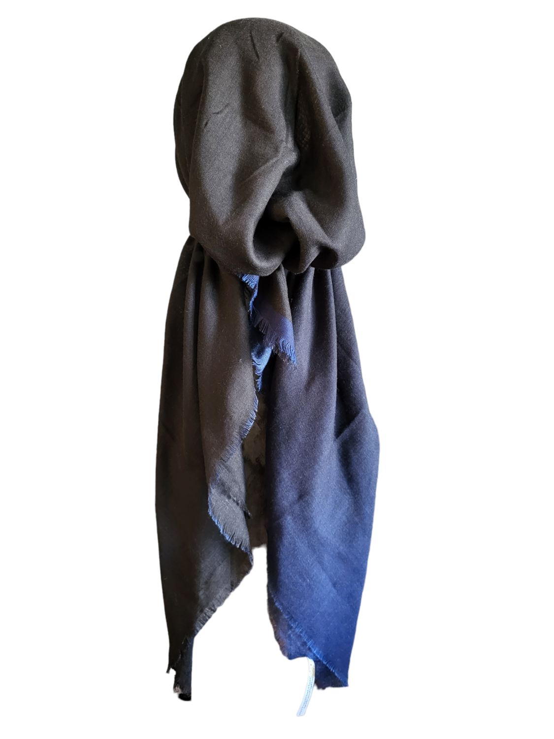 Shades of black/blue - shaded soft fringes pretied tichel