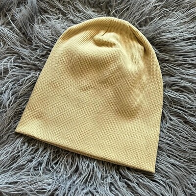 Yellowish tan waffle cotton beanie