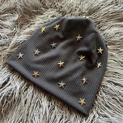 Slate - Stars fine cable ribbed beanie