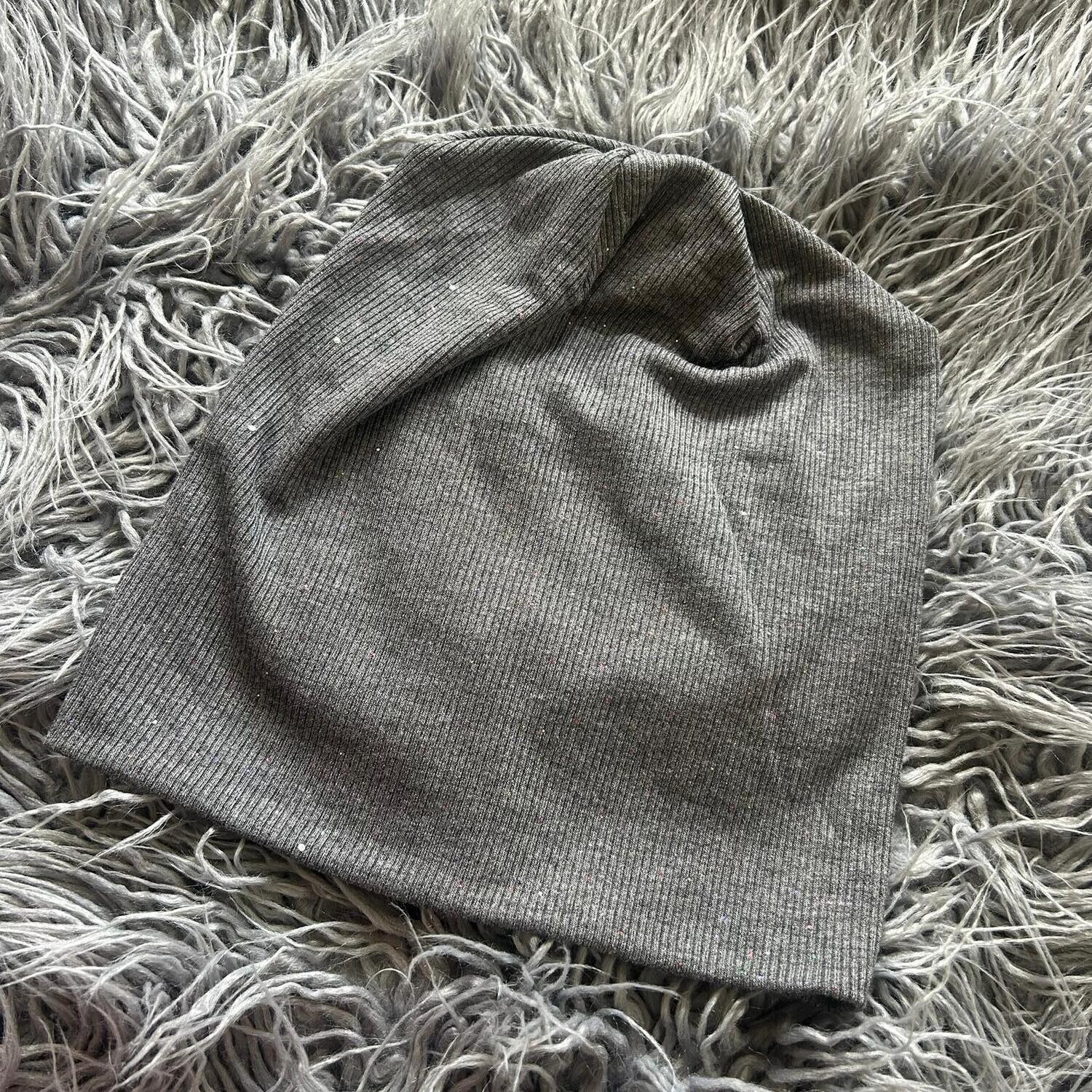 Dark gray glittery soft beanie