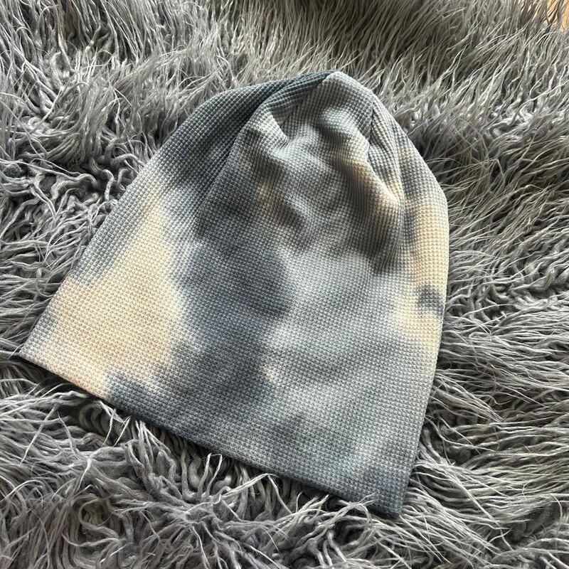 Gray tie dyed waffle cotton beanie
