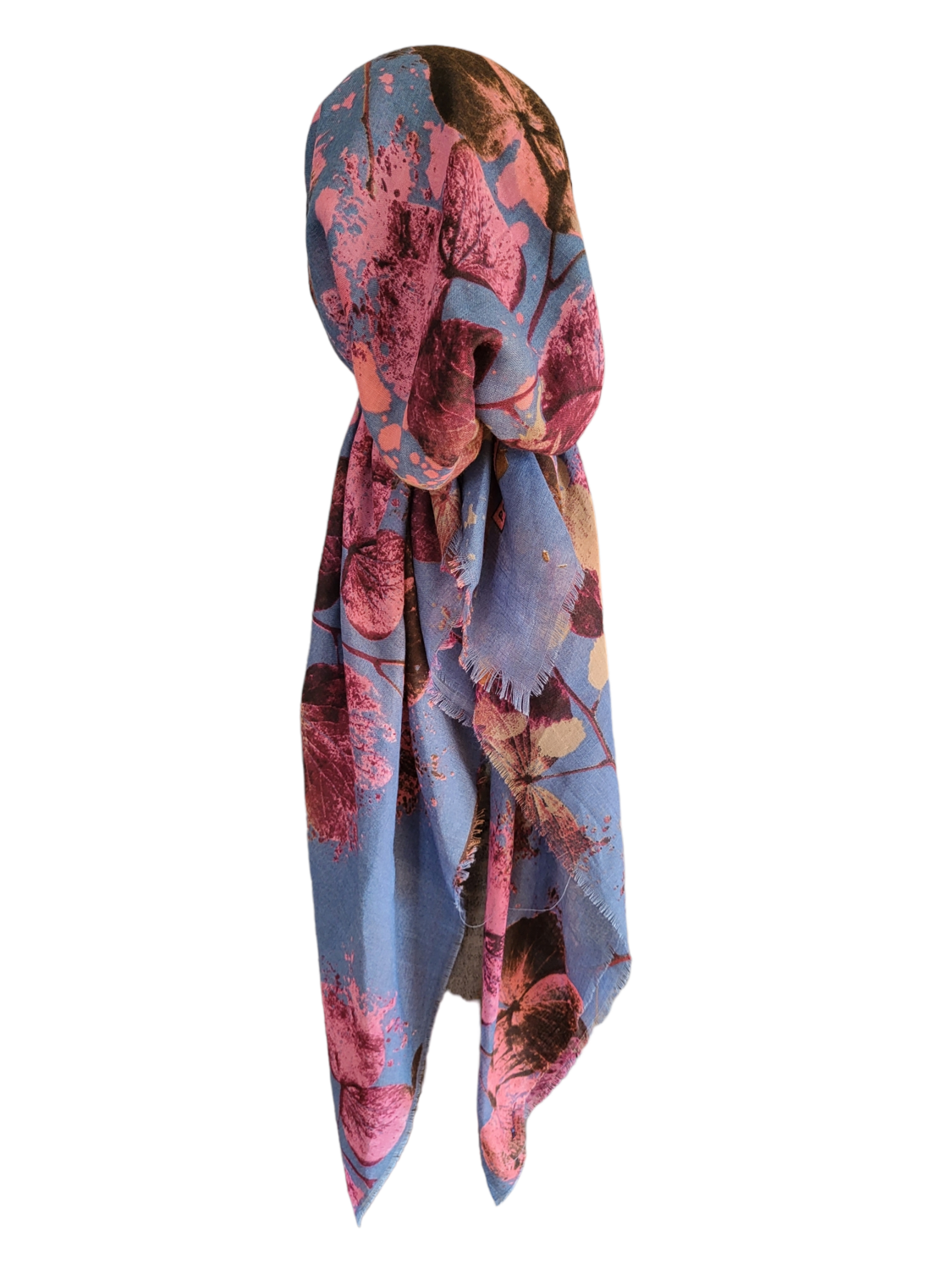 Denim big petals - soft fringes pretied tichel