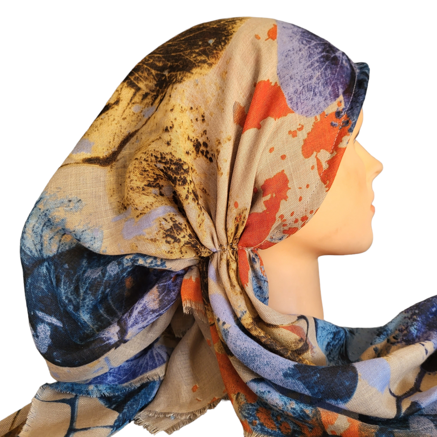 Tan big petals - soft fringes pretied tichel