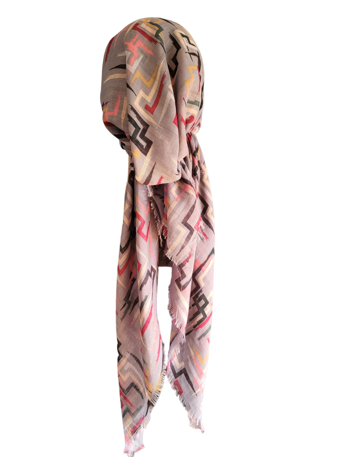 Gray intersecting lines - soft fringes pretied tichel