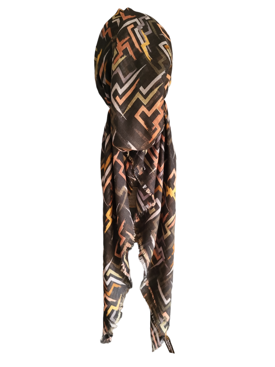 Black intersecting lines - soft fringes pretied tichel