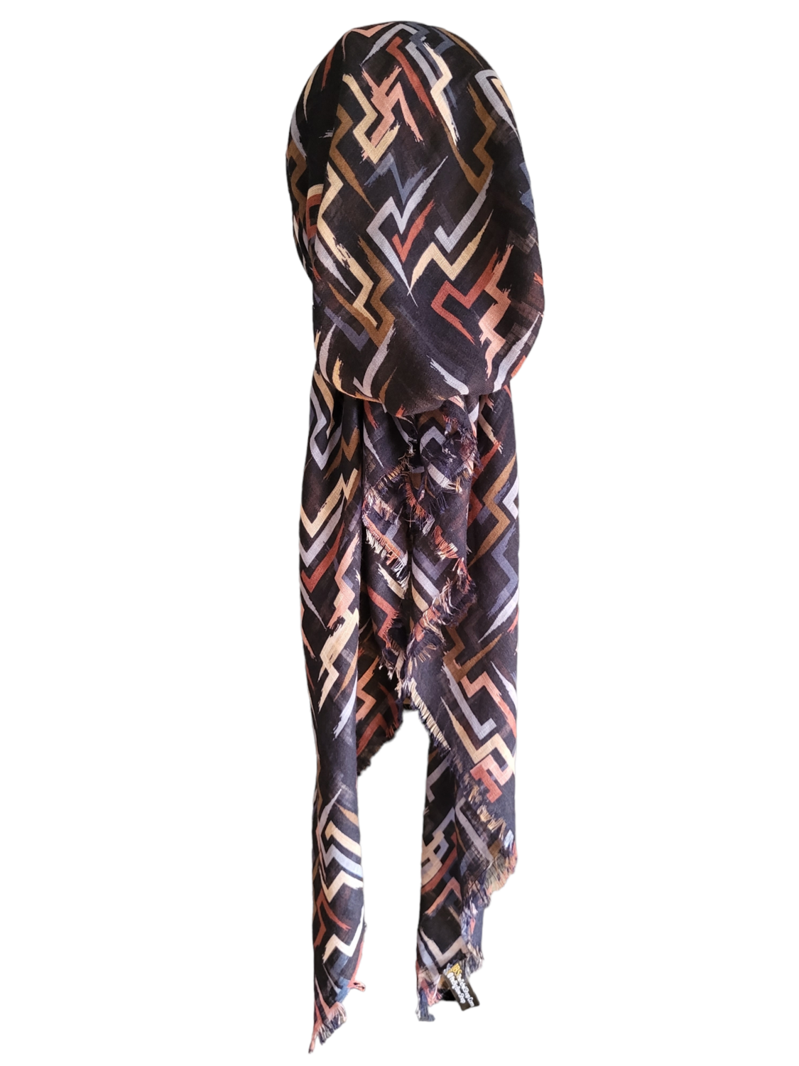 Navy intersecting lines - soft fringes pretied tichel