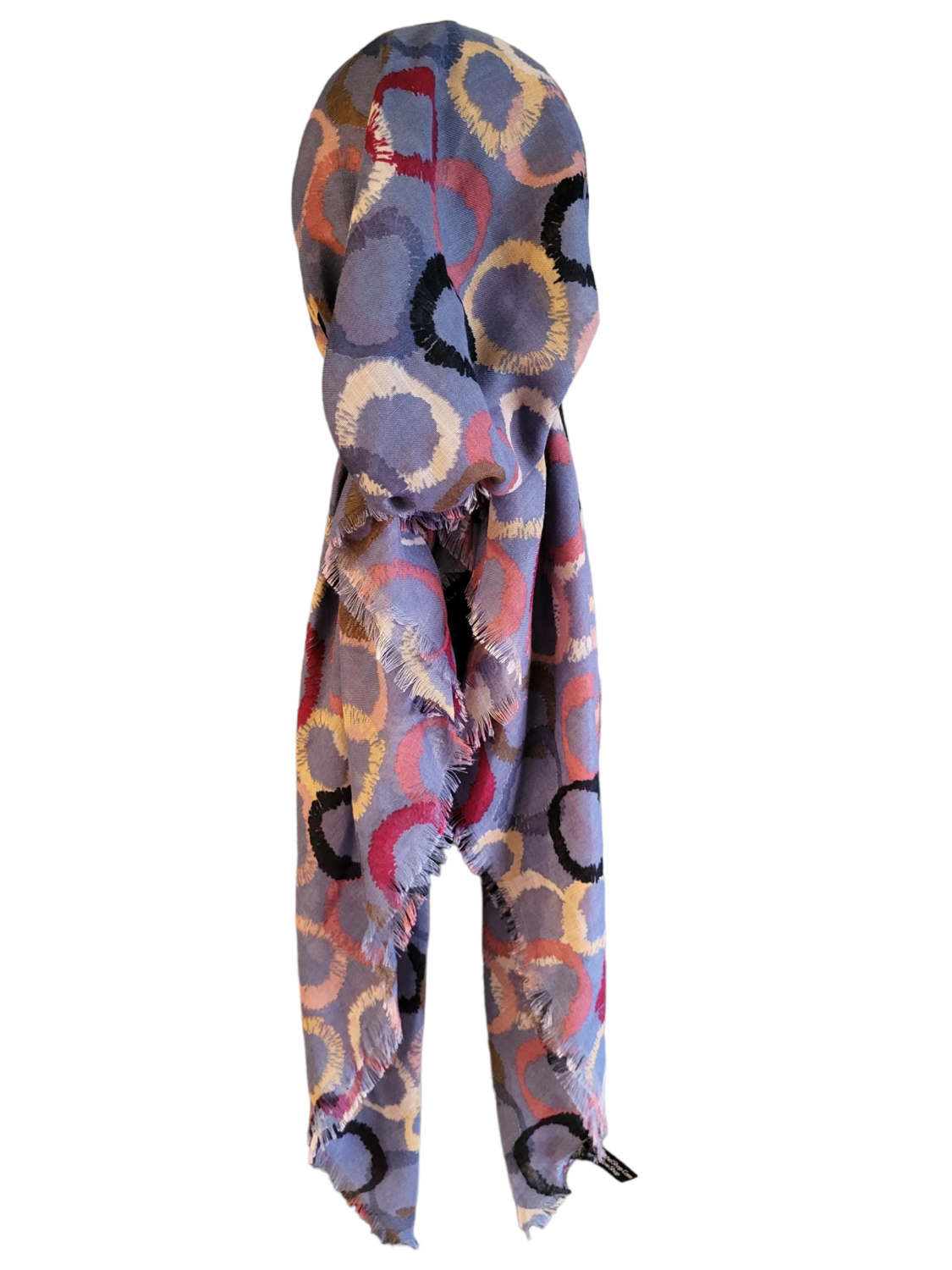 Denim circles pattern - soft fringes pretied tichel