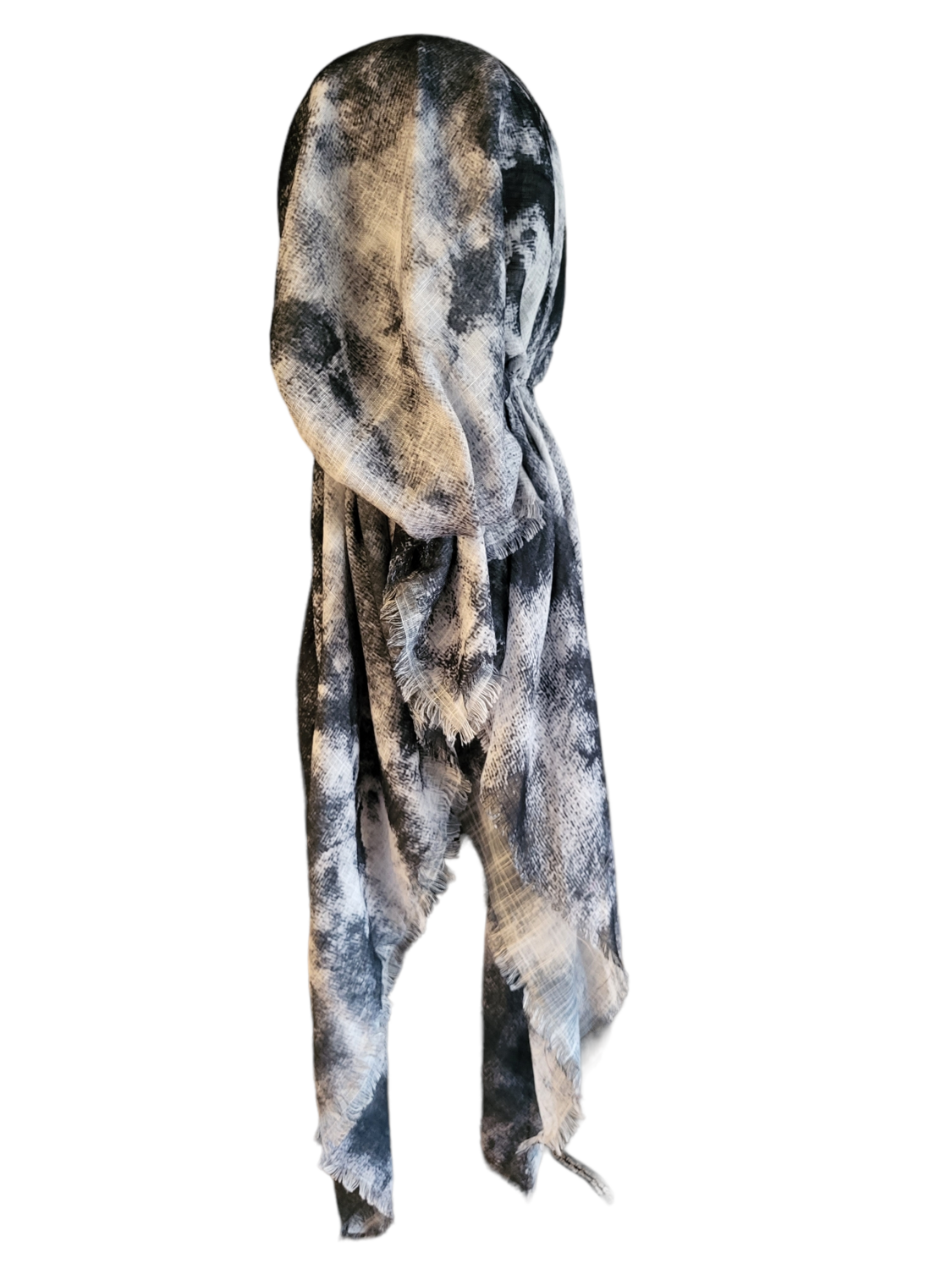 Charcoal tie dyed - soft fringes pretied tichel