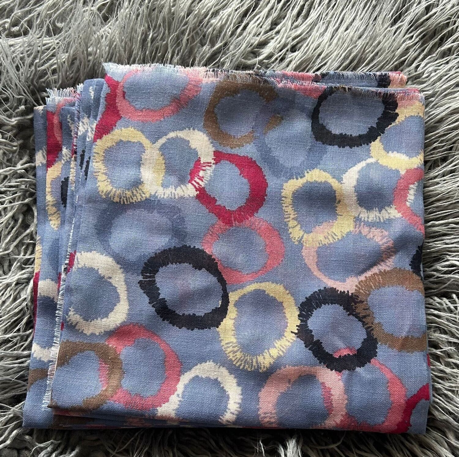 Denim - circles pattern soft fringes tichel
