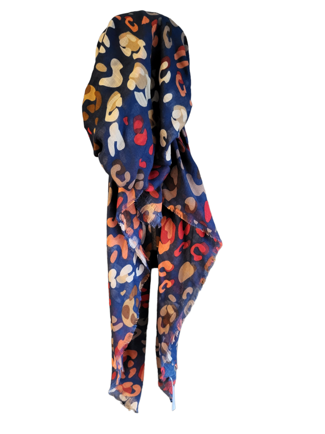 Blue colored leopard - soft fringes pretied tichel