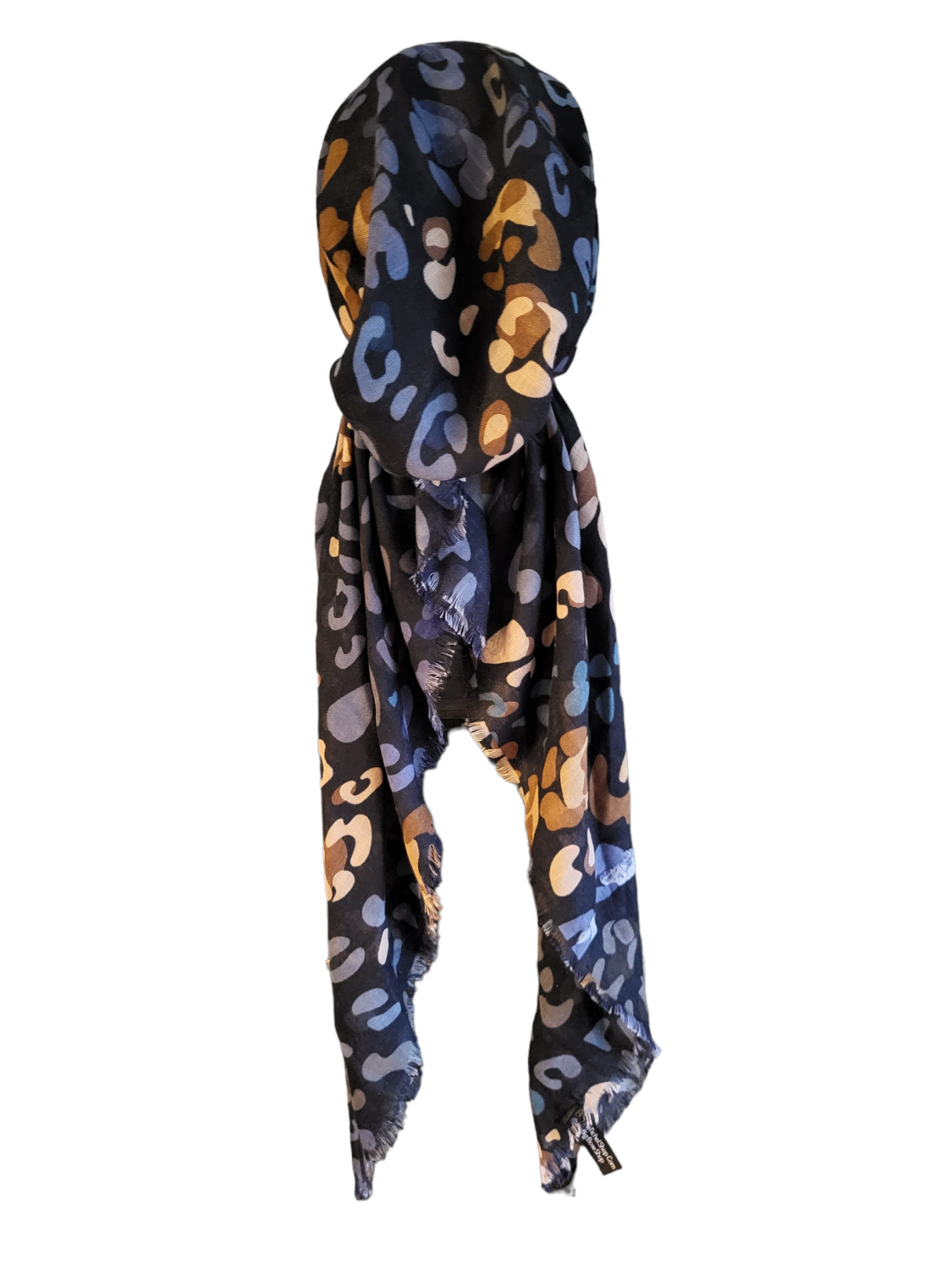 Navy colored leopard - soft fringes pretied tichel