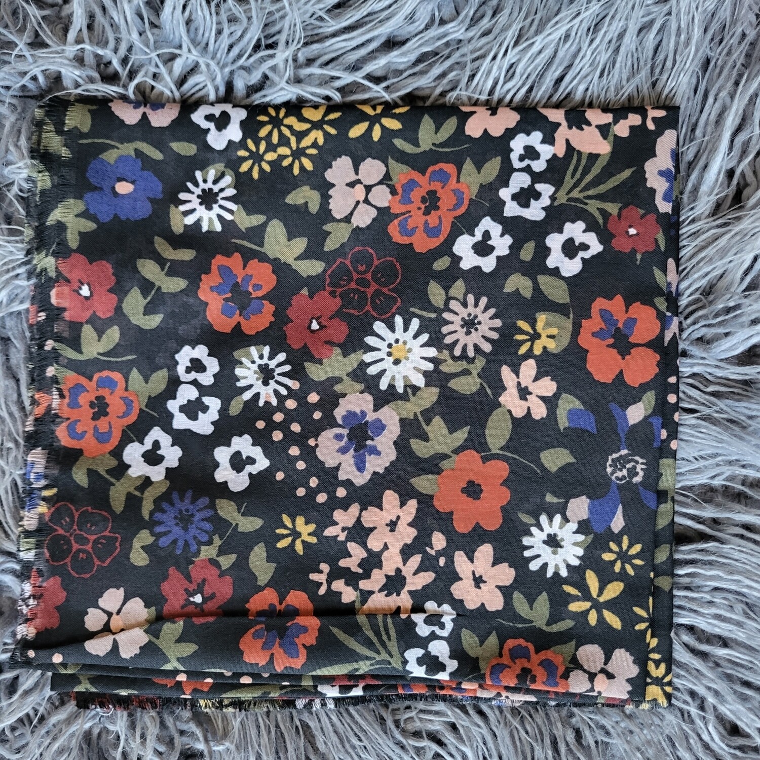 Black - colorful floral soft fringes tichel