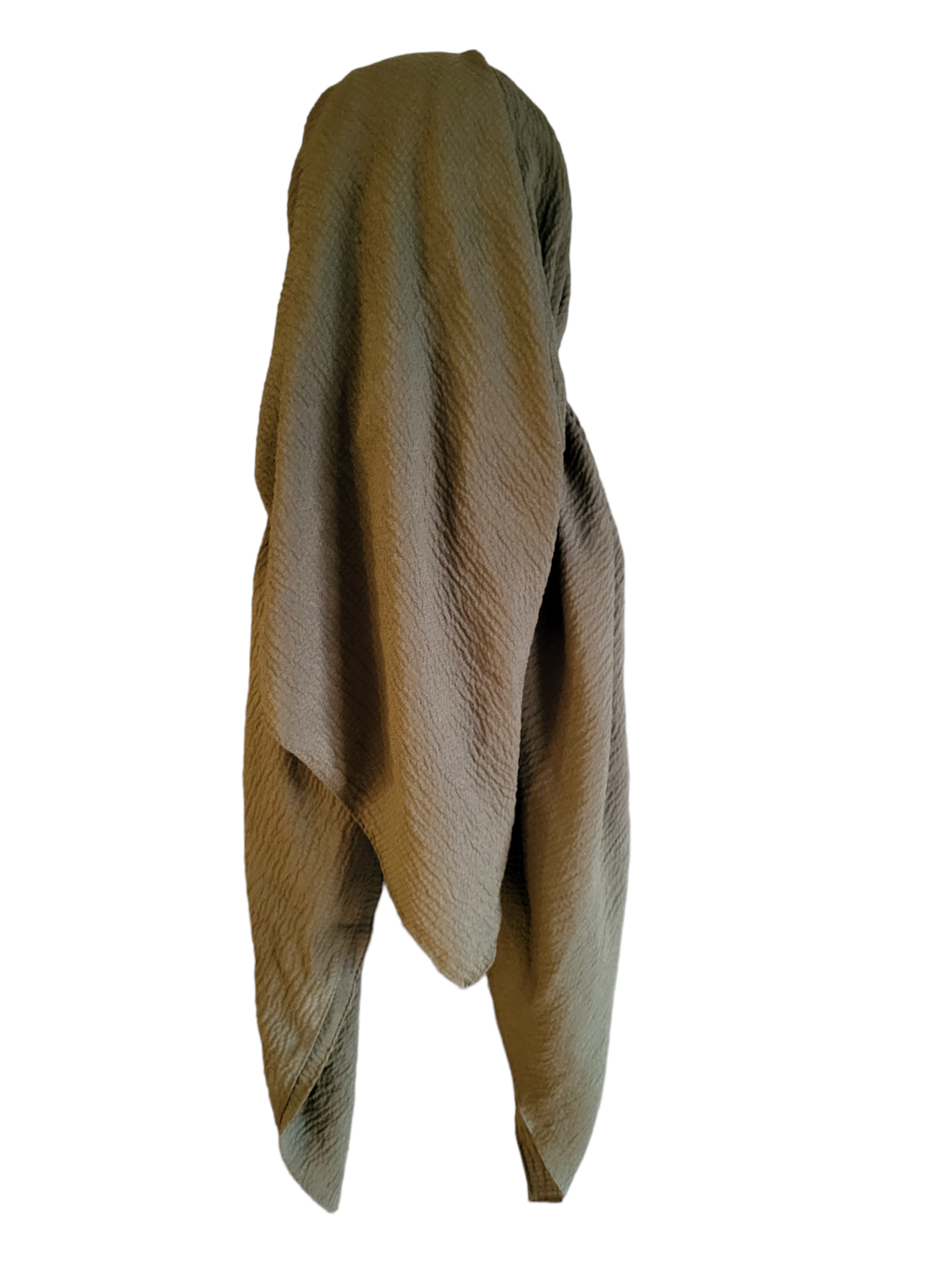 Solid olive textured long back pre-tied kerchief w/band sewn in