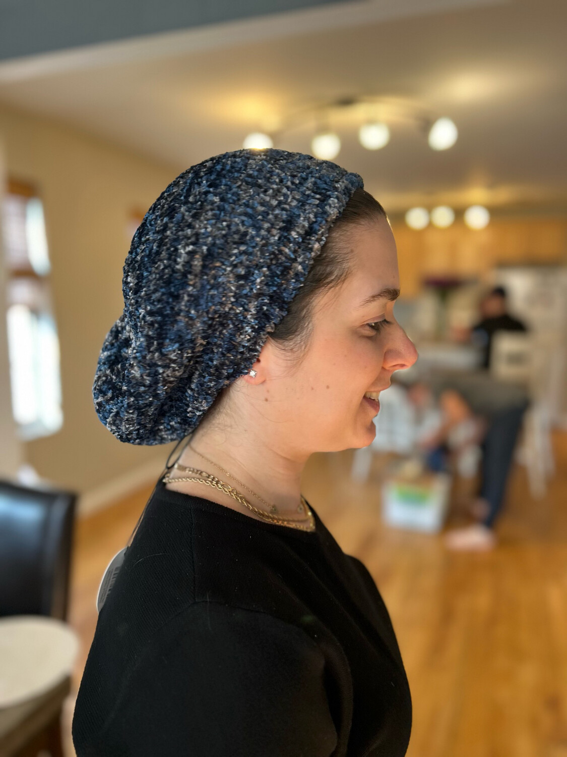 Black chenille snood