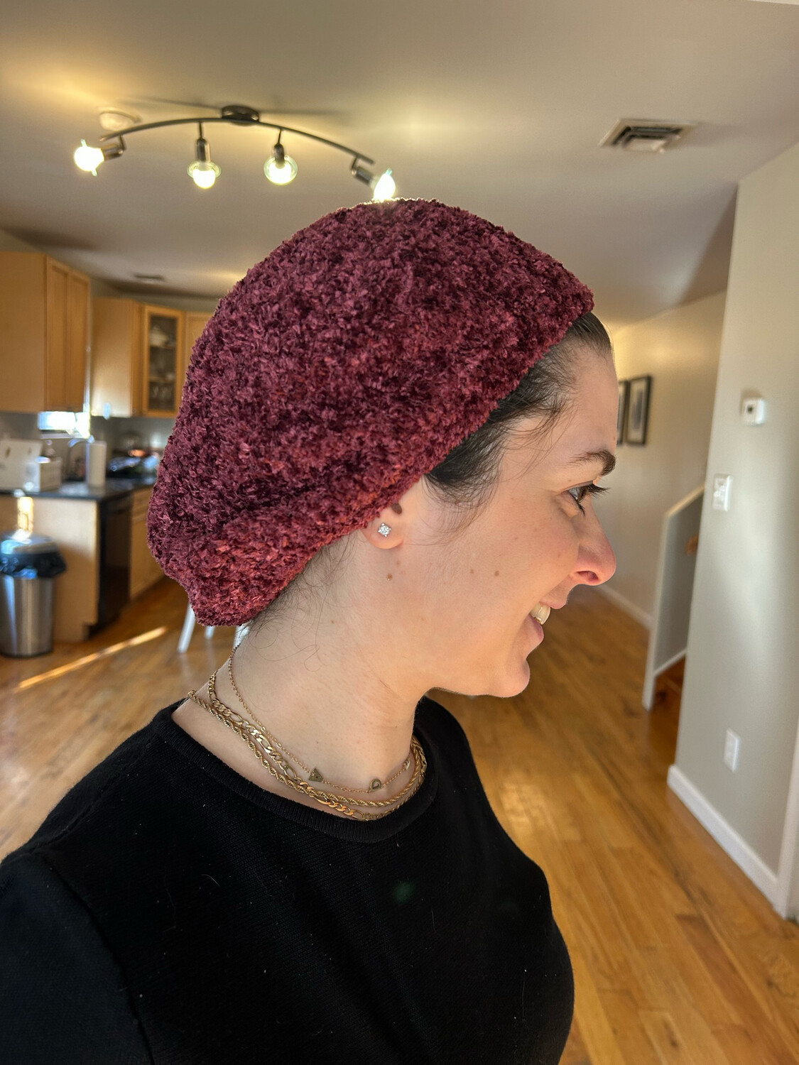 Black chenille snood