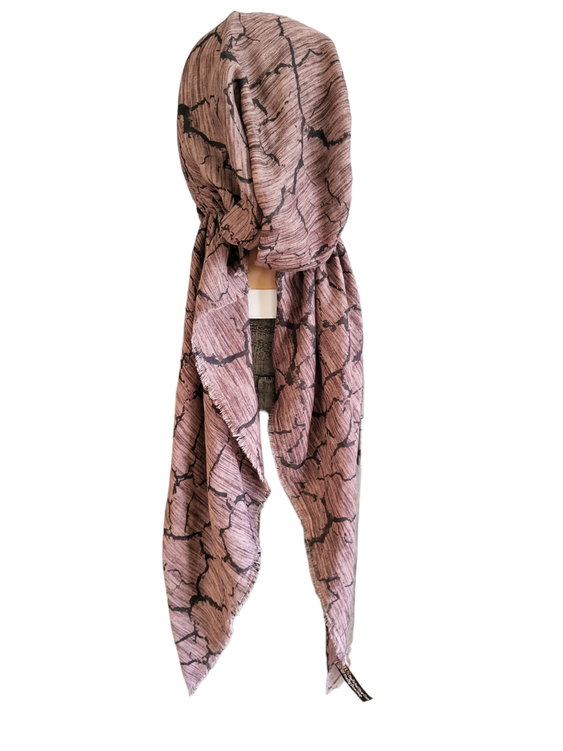 Brown/black pattern - soft fringes pretied tichel