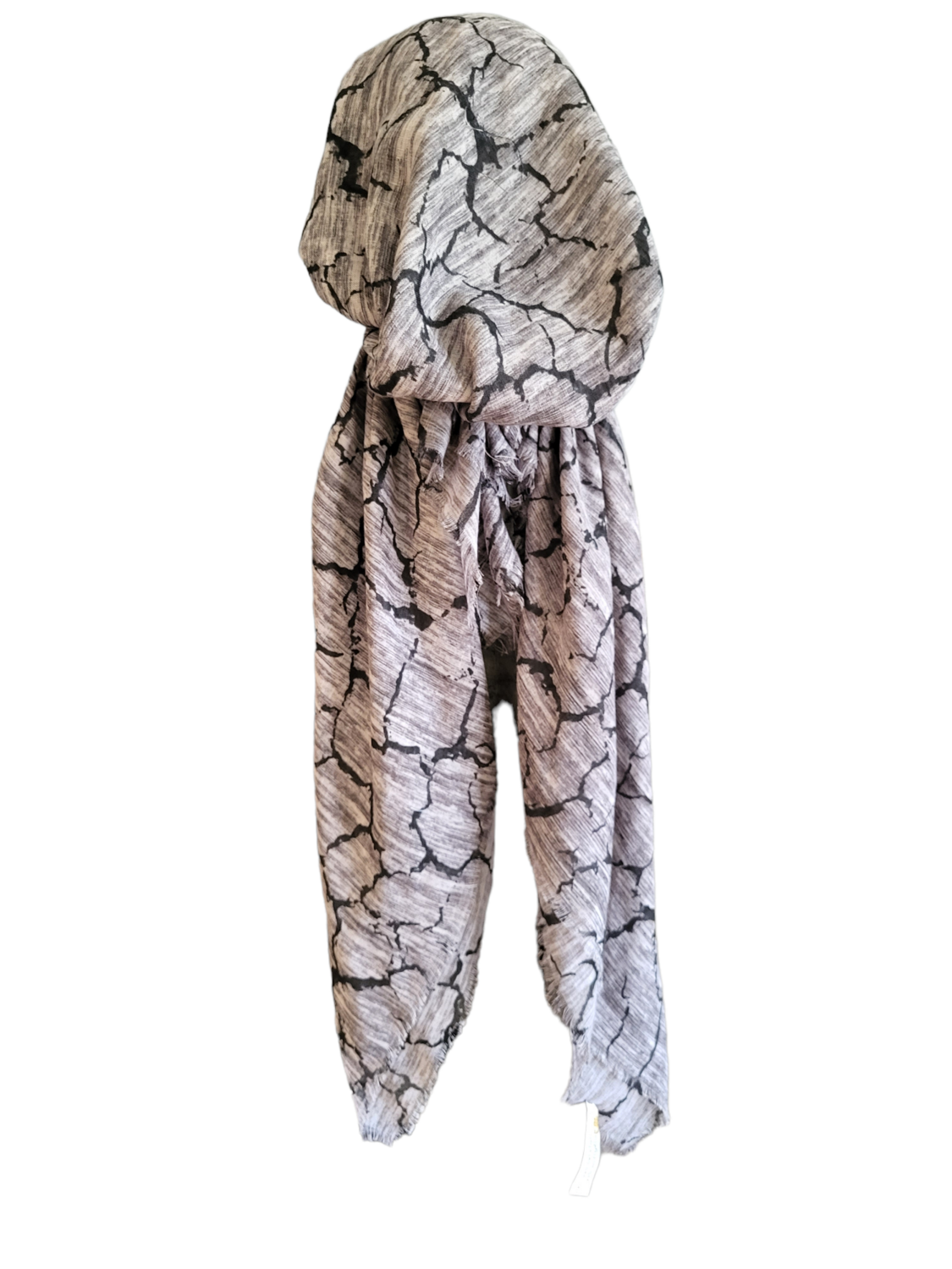 Gray/black pattern - soft fringes pretied tichel