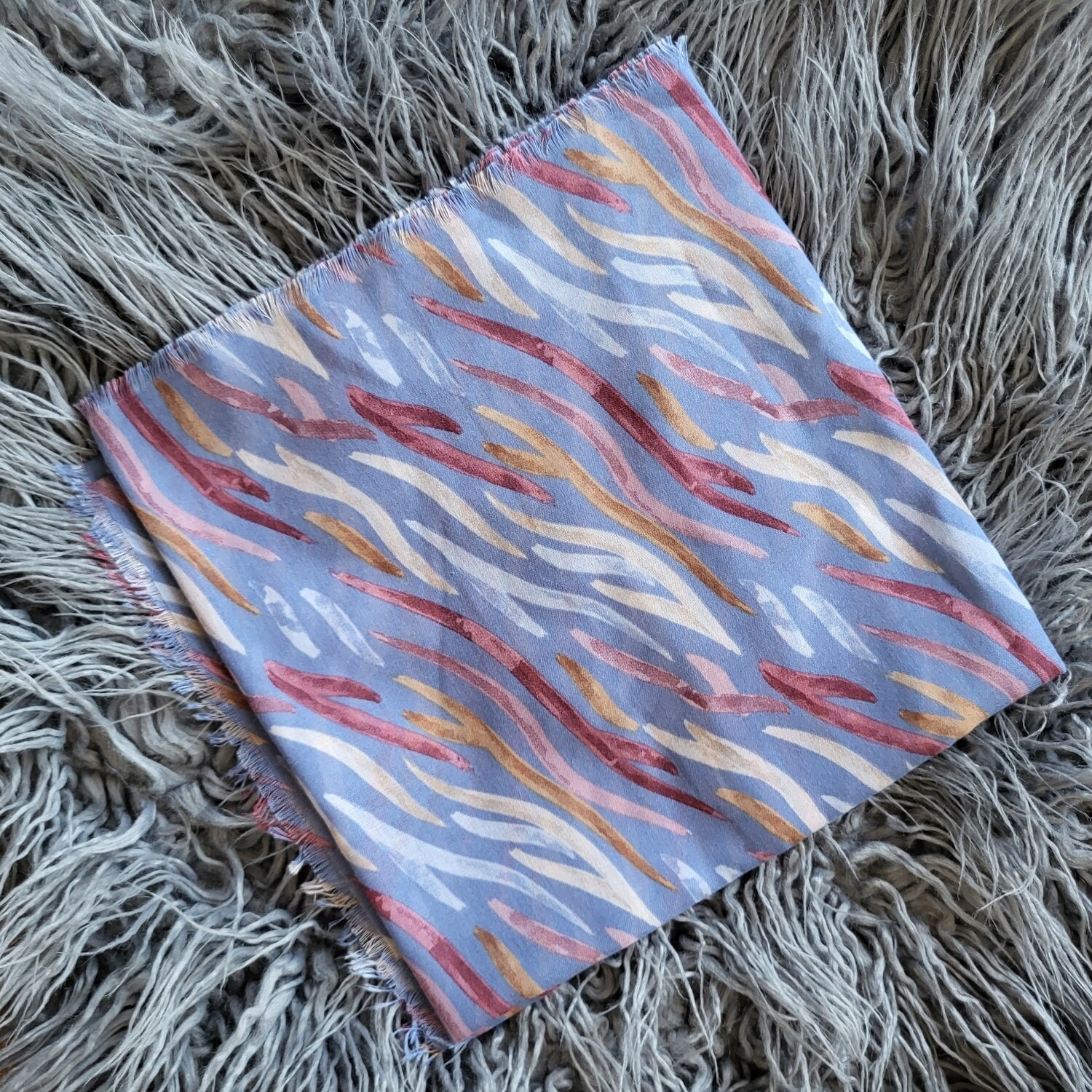 Denim - zebra patten soft fringes tichel