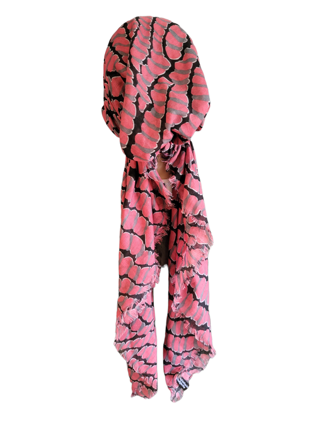 Strawberry wavy pattern - soft fringes pretied tichel