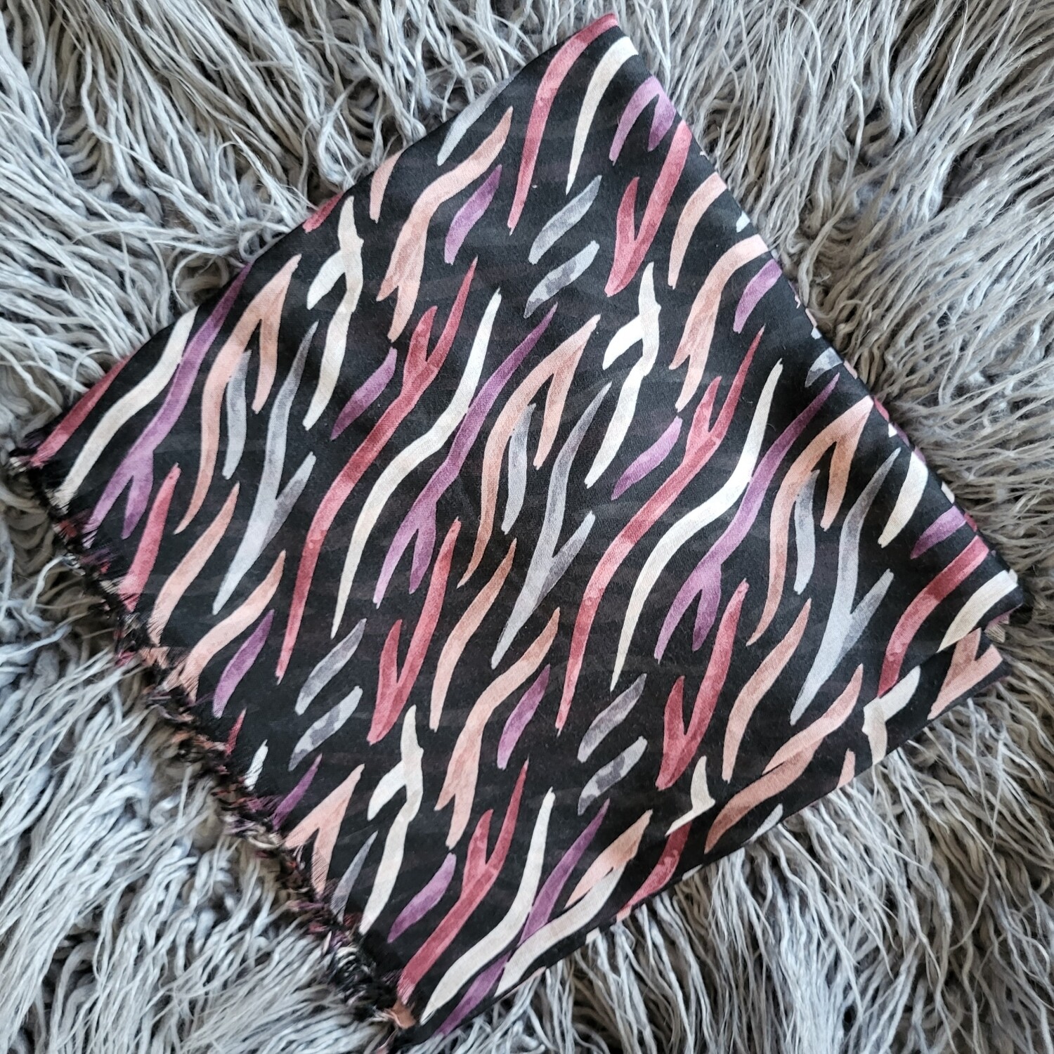 Black/purple - zebra patten soft fringes tichel