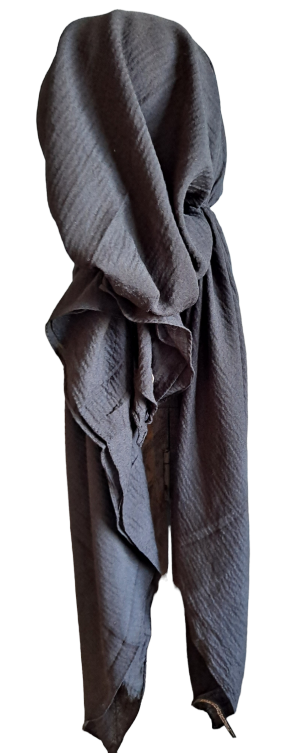 Black textured solid pre-tied tichel