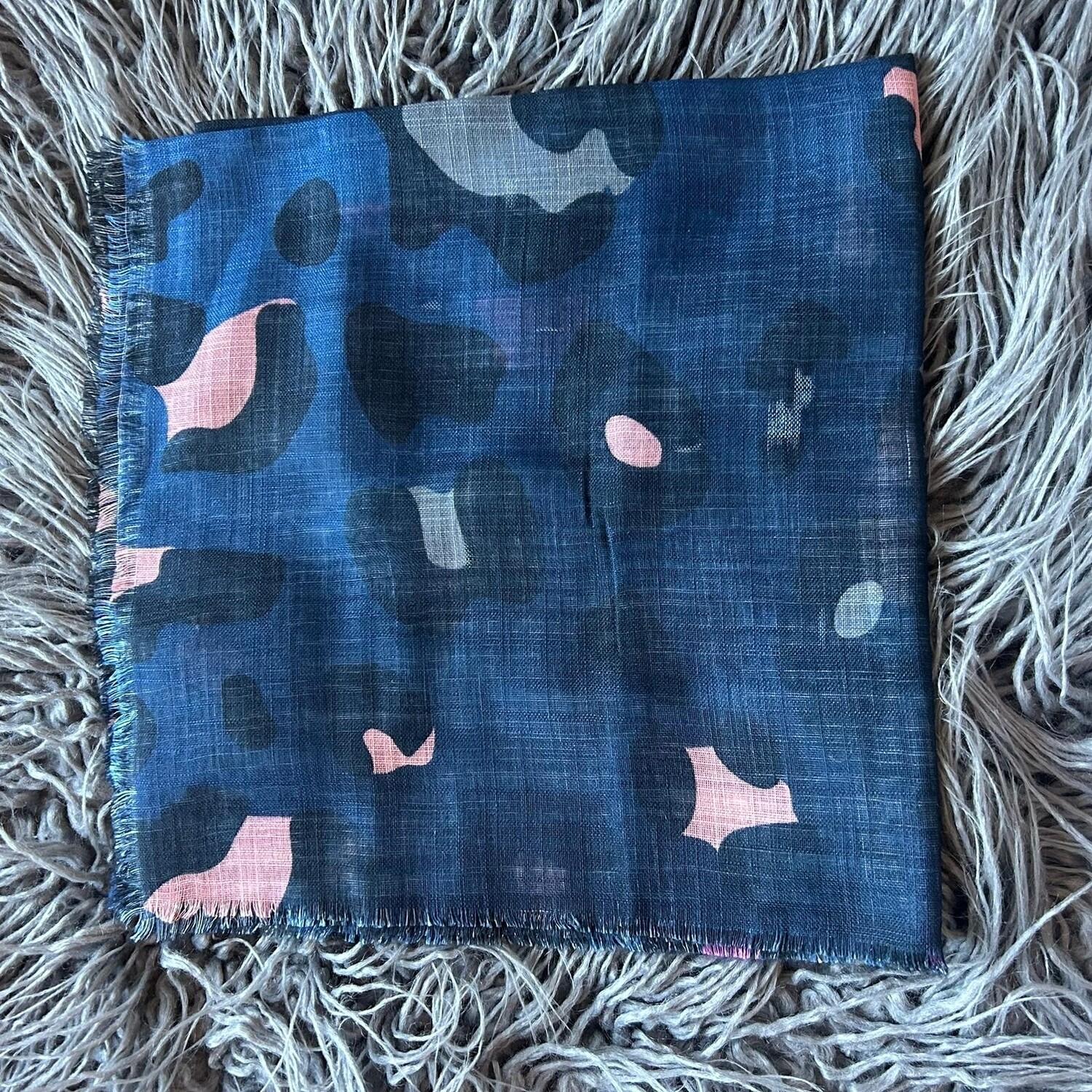 Navy  - leopard soft fringes tichel