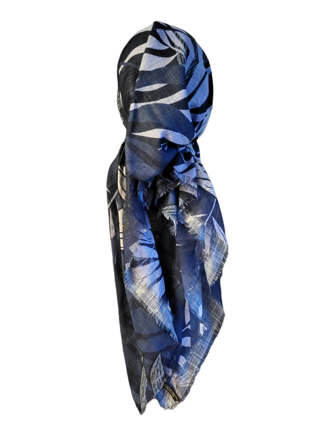 Denim colors stems n' leaves - soft fringes pretied tichel