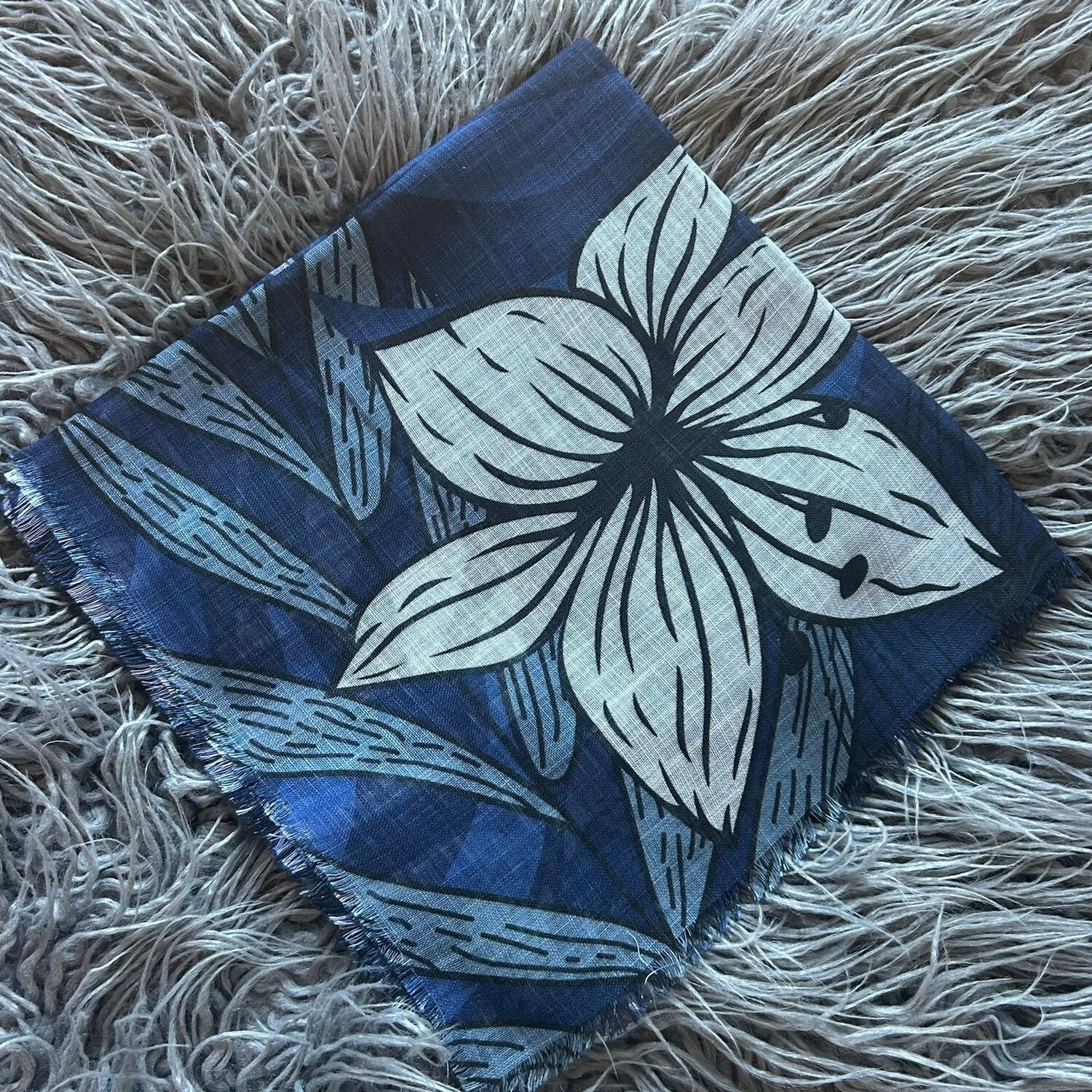 Denim colors  - stems n&#39; leaves soft fringes tichel