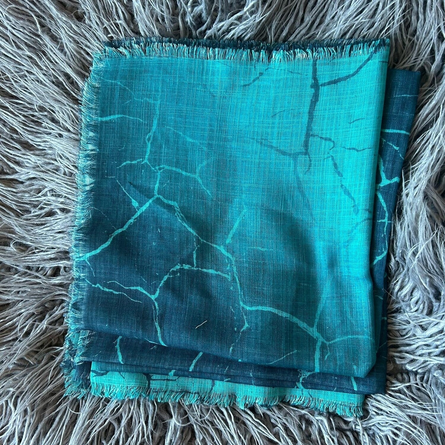 Turquoise shaded  - patterned soft fringes tichel