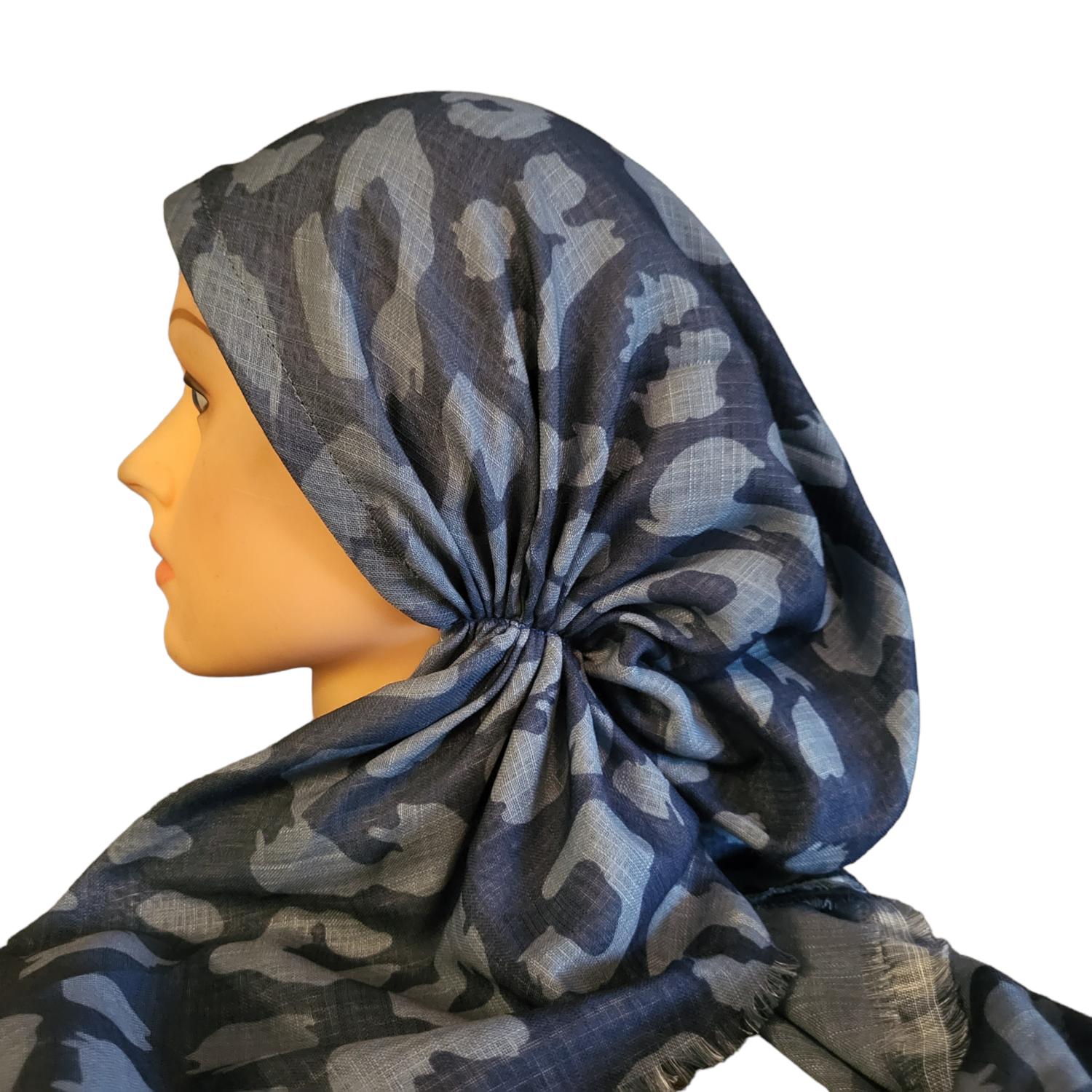 Denim leopard pattern - soft fringes pretied tichel