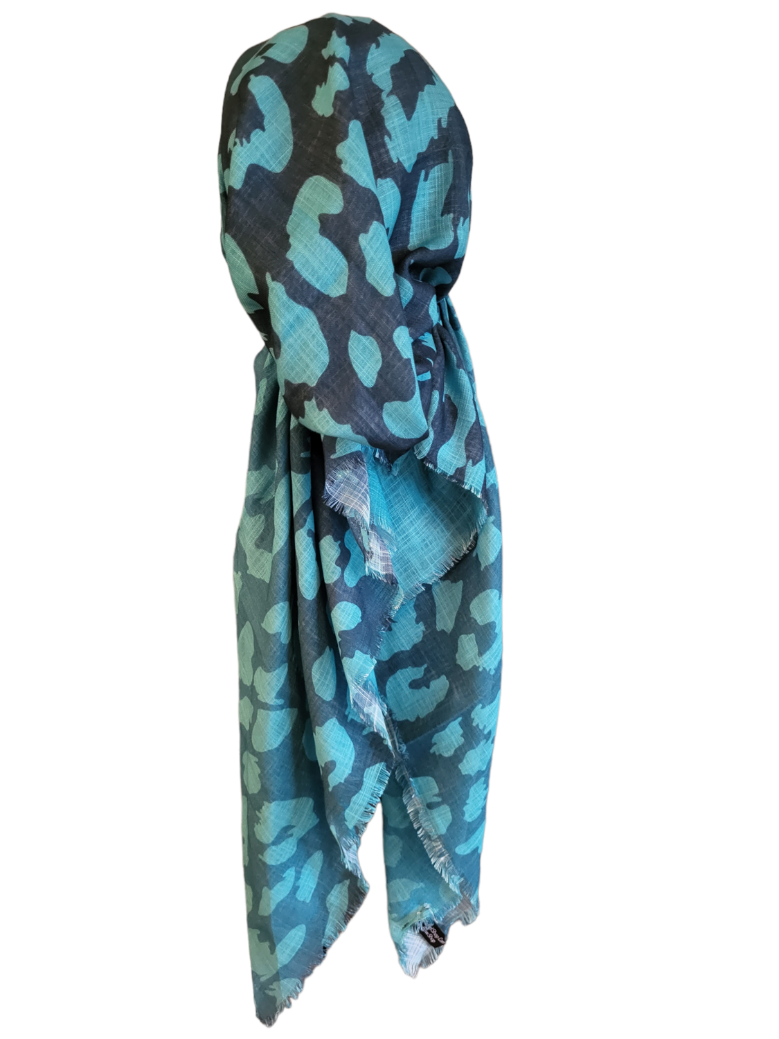 Green leopard pattern - soft fringes pretied tichel