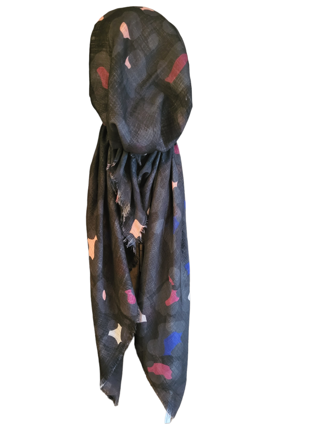 Black leopard pattern - soft fringes pretied tichel