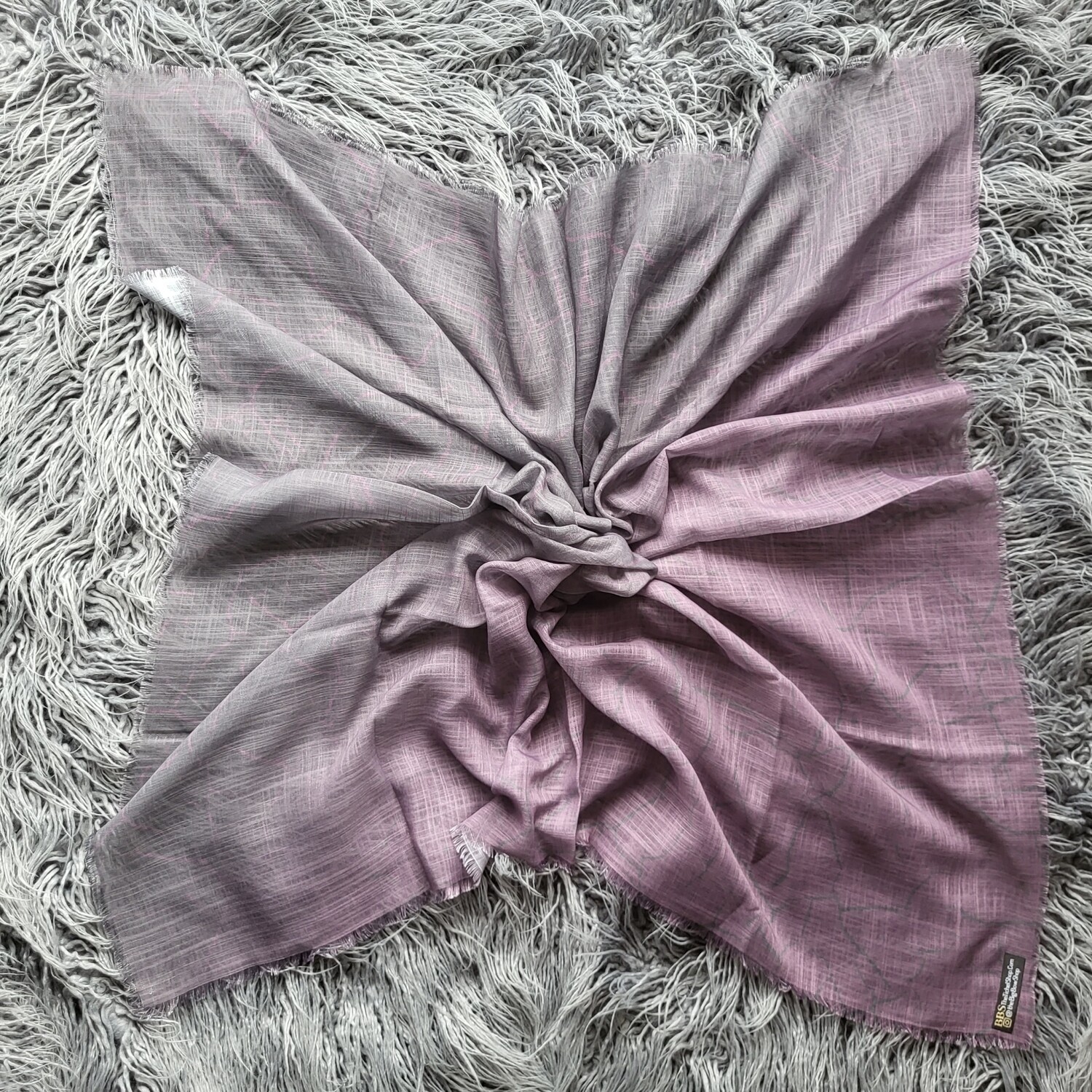 Berry/gray shaded  - patterned soft fringes tichel