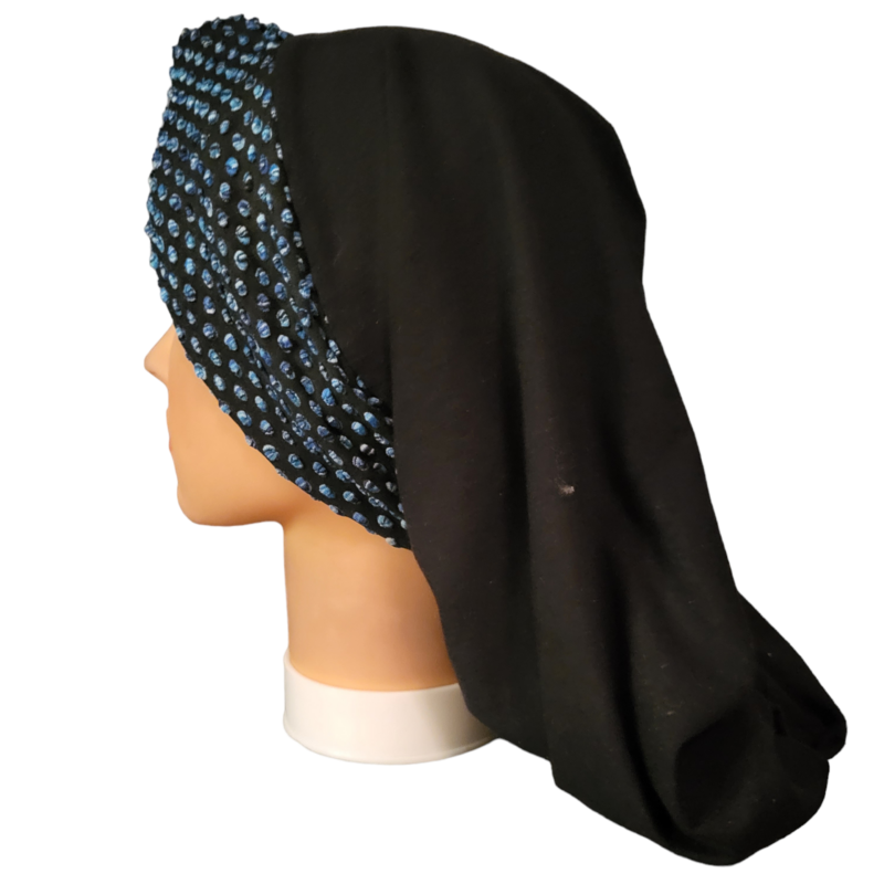 Knot snood black w/colored front design