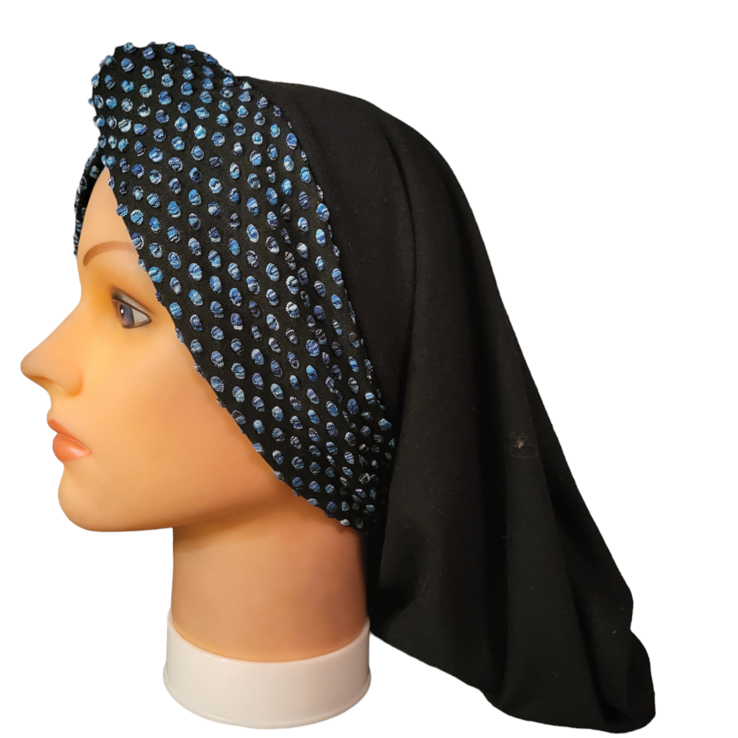 Knot snood black w/colored front design